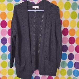 Bluish Gray Open Knit Cardigan